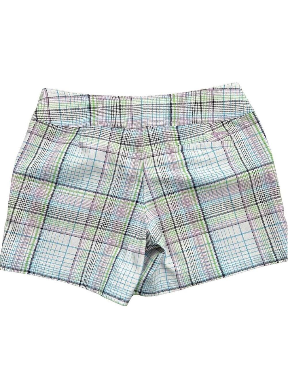 Women’s Plaid Stretch Cotton Blend Shorts - Pastel Multi